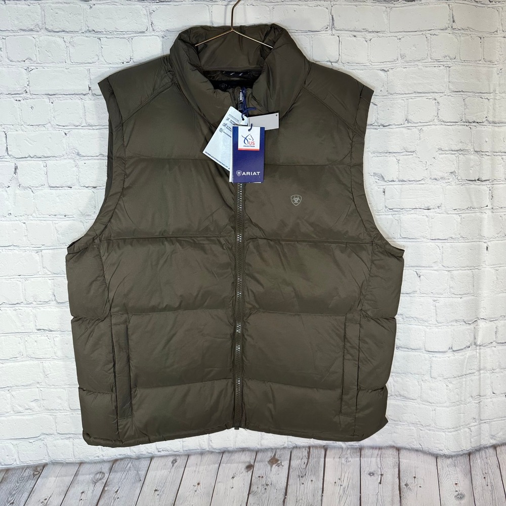 Ariat Ultrapuff Down Vest Mens Large Earth Brown Puffer Full Zip 10079228